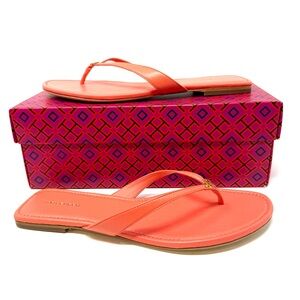 Tory Burch Women's Flip Flop Sandals Classic Goat‎ Leather Coral Crush 9.5 M